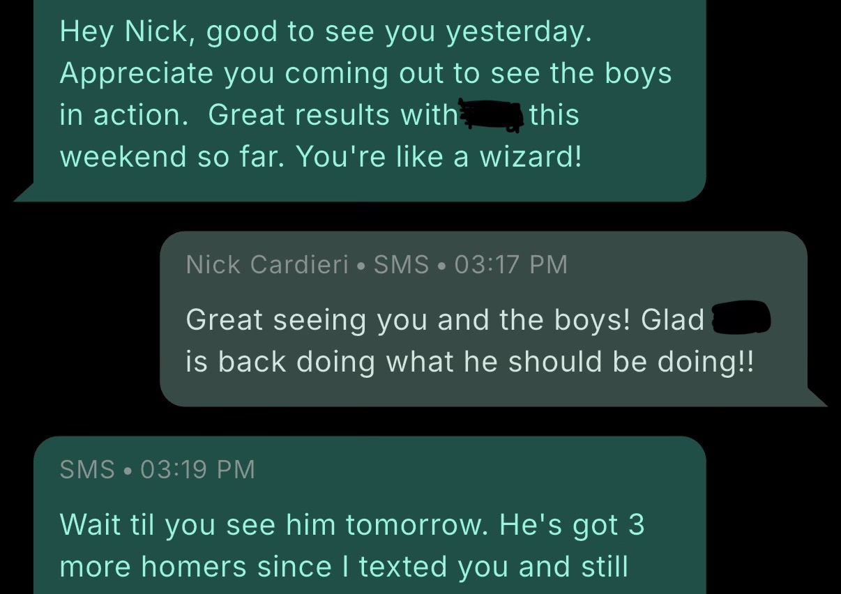Great results this weekend. You're like a wizard.